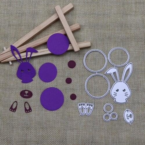 Easter Rabbit Hole Frame Bunny Head Butt Metal Cutting Dies Stamps Stencil Scrapbooking Album Decoration DIY Card 2021