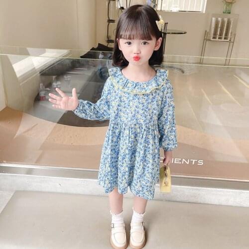 Dress Girl Floral Pattern Girls Dress Kids Casual Style Party Dress For Children Spring Autumn Girl Costume