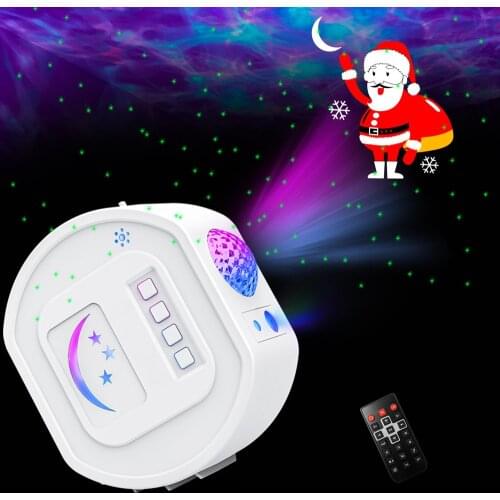 10 Colors Ocean Wave Christmas Projector Lights Indoor Xmas Theme Party Yard Garden Decorations Music Laser Moon Star Projector