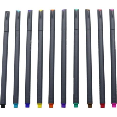 Simple Colorful Gel pen Hook line pen Stroke pen 0.38mm Fiber tip Watercolor pen 10 colors Set of boxes