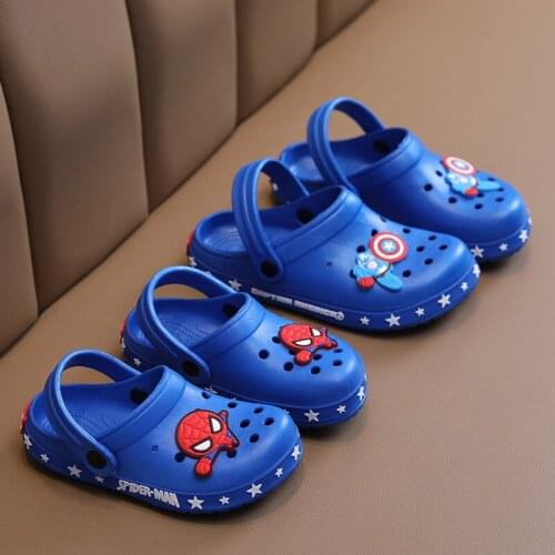 Disney Genuine Spiderman Child Sandals Summer Hole Shoes Flat Sandals Slippers Baby Shoes Girl Sandals Kids Sandals boy Sandals