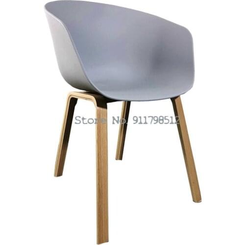 Nordic chair simple makeup computer desk chair plastic backrest leisure negotiation solid wood cafe single dining chair