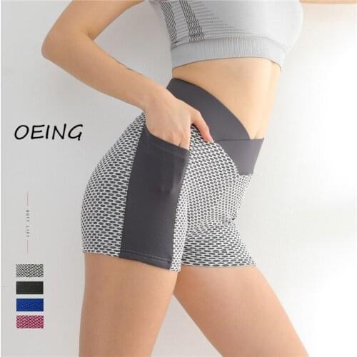 High Waist Exercise Shorts Pockets Seamless Fitness Yoga Shorts Running Exercise Shorts Gym Leggings