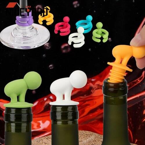 7 pcs/set Drink Cup Mixproof Silicone Marker Cute Wine Bottle Stopper Rubber Wine Glass Label Leak Free Bar Party Supplies