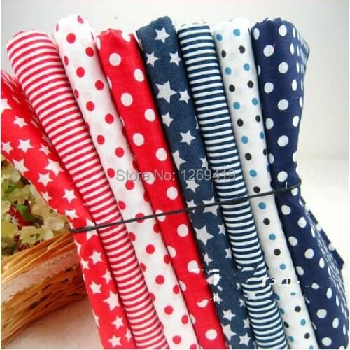 Navy Style! 8PCS/Lot 50*50cm Floral Dot Print Cotton Patchwork Fabric Fat Quarter Tilda Quilting DIY Handmade Sewing Baby Toy