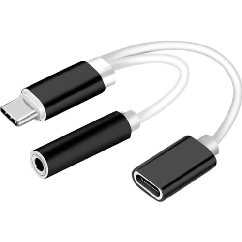 USB TYPE-C to 3.5mm Earphone Audio Cable 2 In 1 Music Port Adapter Type C to 3.5 AUX Jack phone charging adapter