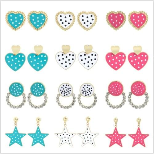 Vedawas Summer Candy Color Heart Drop Earring for Women Boho Cute Star Round Pendant Earring Holiday Dress Jewelry Girl Gift Hot