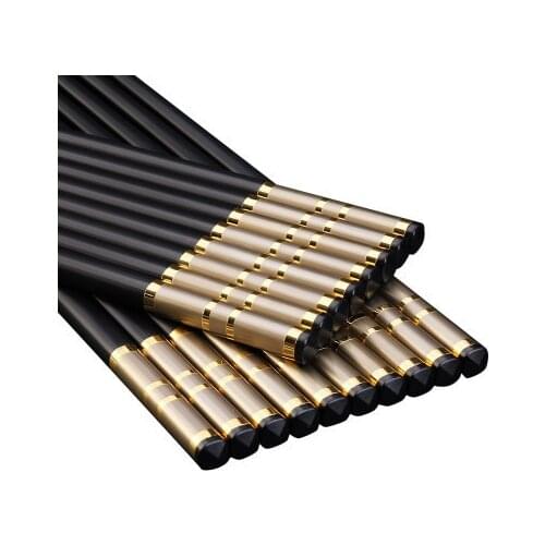 High-grade relief alloy chopsticks 10 pairs Hotel home Mildew and anti-slip Huakai rich gold and silver ring alloy chopsticks