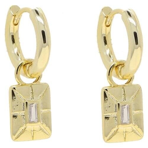 White with Green Cz Charm Hanging Hoop Earrings for Women Geometirc Gold Metal Circle Earrings Brincos 2021 Trend Jewelry Gift