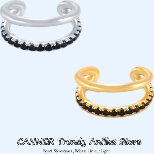 Canner Luxury 100% 925 Sterling Silver Hoop Earrings For Women Bling Double Layer Zircon Earrings Fine Jewelry pendientes W5