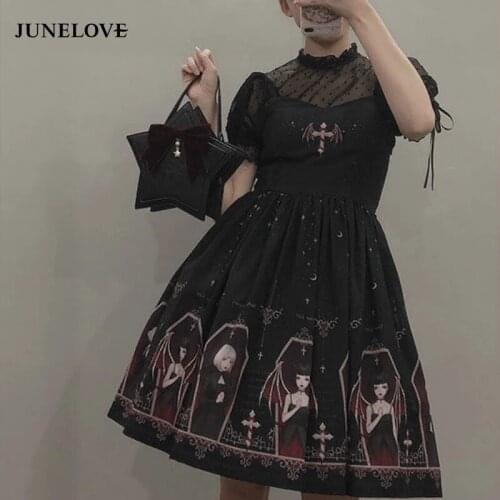 Japanese Gothic Lolita Jsk Black Dress Women Harajuku Street Fashion Sleeveless Soft Sister Cute Dress Girls White Punk Dress