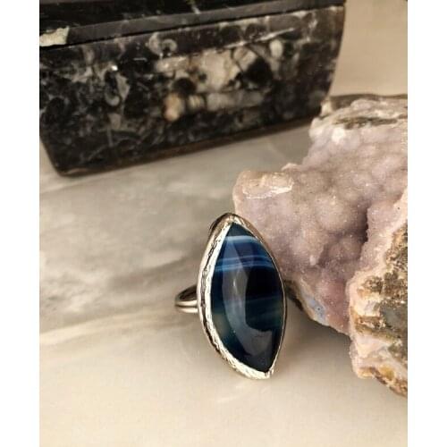 Dr Stone Natural Stone Women 'S Agate Stone adjustable Ring AHL34 439391165