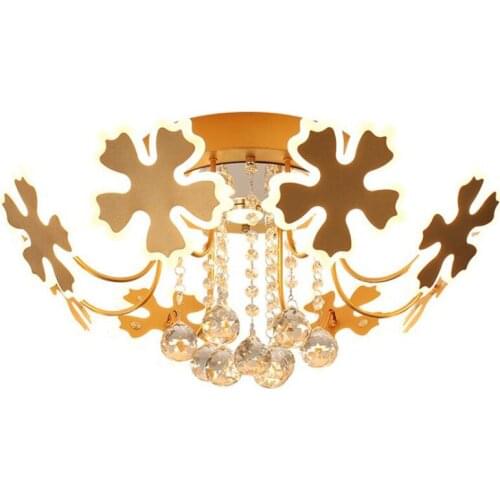 Gold/Coffee Flowers Crystal Acrylic Led Ceiling Light for Wedding Decor Foyer Bed Room Romantic Modern Crystal Lamp 2588