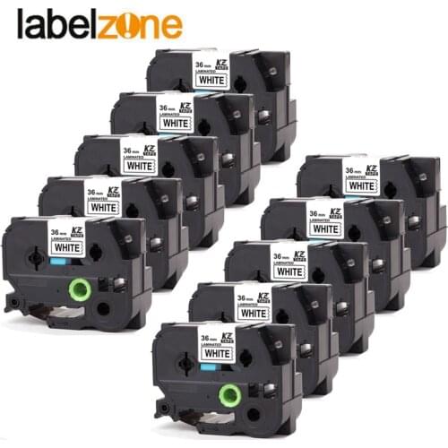 10Pack 36mm Black on White tz261 Tze-261 Tze261 tz261 tze 261 for Brother P-touch label printer ribbon tape cartridge tape
