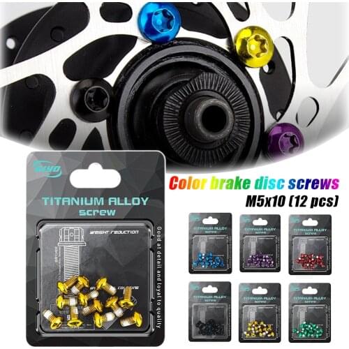 12pcs/Set Colorful Bike Bicycle Disc Brake Rotor Fixing Screws Torx Bolts T25 M5x10mm MTB Bike Alloy Steel Disc Brake Rotor Bolt