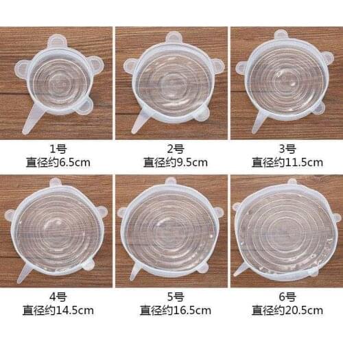 20set 6PCS/Set Universal Silicone Suction Lid-bowl Pan Cooking Pot Lid-silicon Stretch Lid Cover Kitchen Pan Spill Lid