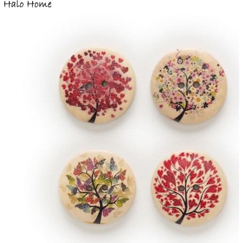 20pcs 2 Hole Mixed Round Wood Buttons Sewing Scrapbooking Home Decor Clothing Crafts 30mm