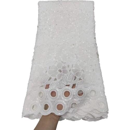2021 High Quality African Nigerian Lace Fabric Embroidery Swiss French Tulle Pure Cotton 5yards Wedding Party Dress Guipure J168