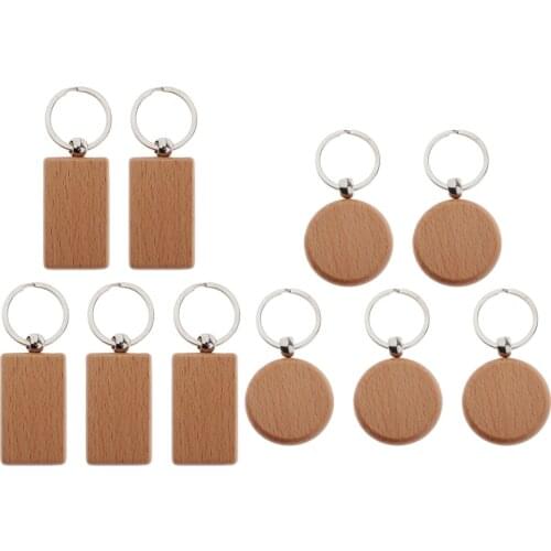5x Blank Wooden KeyChain ring Key Tags Lables for Car Key Rings Hanging Pendants