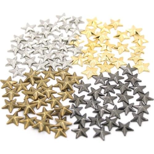 8/10/15MM Hot Fix Rhinestuds Star Shape Iron On Studs Sliver/Gold/Black/Bronze Flat Back Rivets For Clothes 100pcs
