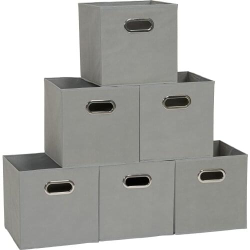 84-1 Foldable Fabric Storage Bins | Set of 6 Cubby Cubes with Handles | Teafog, 6 lbs, 6 Count