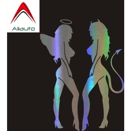 Aliauto Cartoon Car Sticker Angel Devil Sexy Girl Automobiles Motorcycle Accessories Vinyl Decal for Lada Kia Golf,14cm*10cm