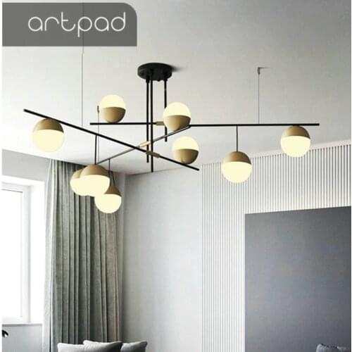 Artpad Italy Nordic Round Ball Pendant Lamp Minimalist Light Bar Kitchen Dining room Living room Luxury Creative Pendant Lights