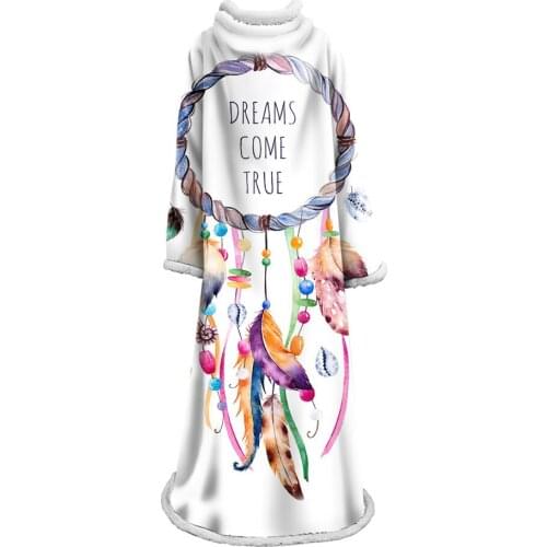 Sherpa Sleeve Blanket for Beds Velvet Plush Throw Blanket with Sleeve DreamCatcher Soft Bedding Manta Custom Blanket