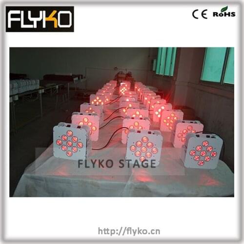 Free shipping RGBAW+UV 18W 9pcs wireless dmx led flat par light