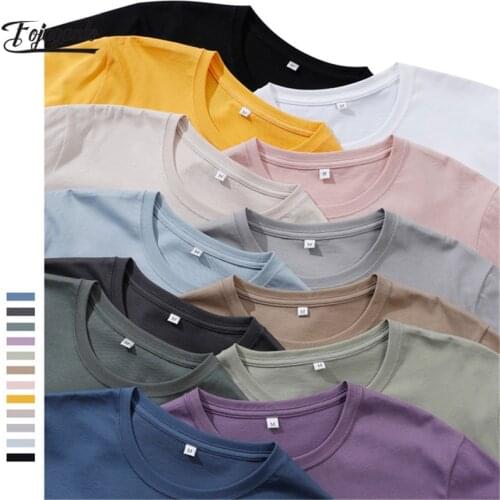 FOJAGANTO Brand Mens Casual T-Shirt O-Neck Solid Color Male T-Shirts Cotton Short Sleeve T Shirt Unisex Tops
