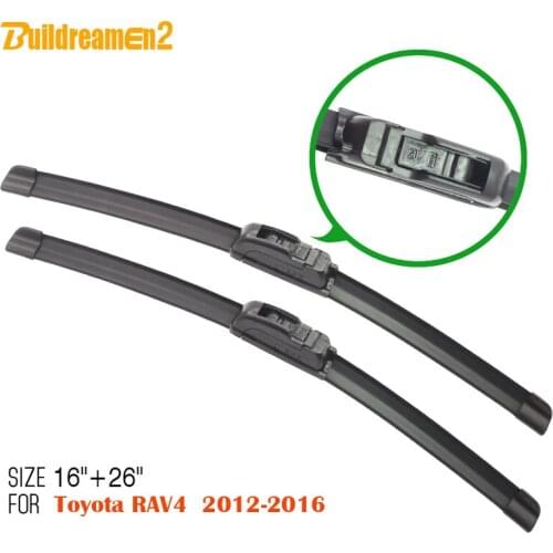 Buildreamen2 Car Driver + Passenger Windscreen Wiper Blade Frameless Windshield Wiper 1 Pair For Toyota RAV4 2012-2016