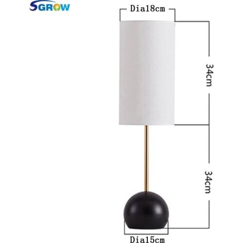 SGROW Cylindrical Fabric Lampshade Table Lamp Light Fixture Iron Base Desk Light With E27 Bulb Indoor Lighting for Bedroom Study