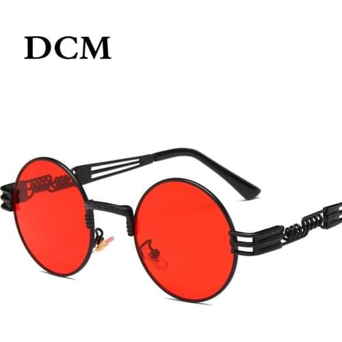 DCM Steampunk Sunglasses Luxury Men Round Sun glass Coating Glasses Metal Vintage Retro Sun Glasses 17 colors