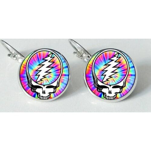 Grateful Dead band earrings convex dome glass earrings music lovers ear accessories Grateful