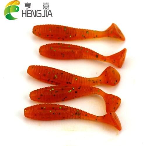 HENGJIA 5cm 2.2g 5pcs rubber soft fishing lures T tail artificial worm grub swimbaits wobbler carp trout catfish fishing baits