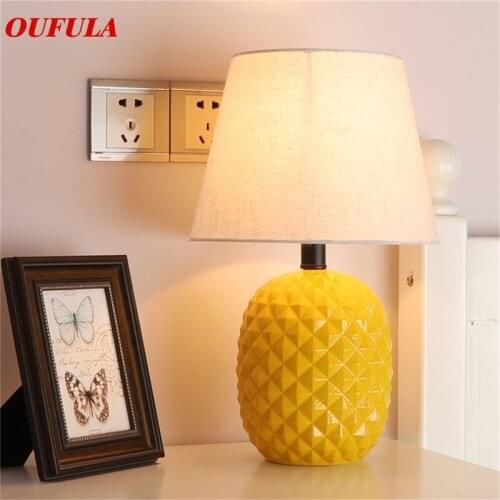 OULALA Ceramic Table Lamps Pineapple Desk Luxury Modern Contemporary Fabric for Foyer Living Room Office Creative Bed Room Hotel
