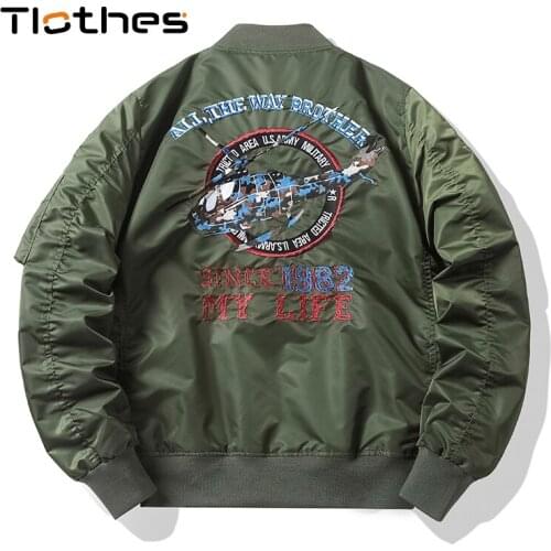 Autumn Winter Bomber Jacket Mens Clothing Outerwear Helicopter Embroidery Hip Hop Air Force Pilot Flight Military Jacket Men