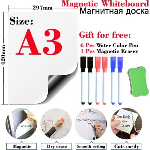 A3 Size Small Magnetic Whiteboard Sticker Fridge Dry Erase White Board School Office Memo Wall Message Boards Remind Record