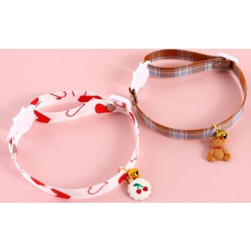 Cute Bell Collar for Cats Puppy Cartoon Funny Pendant Collars Adjustable Dog Chihuahua Printing Collar Pet Accessories