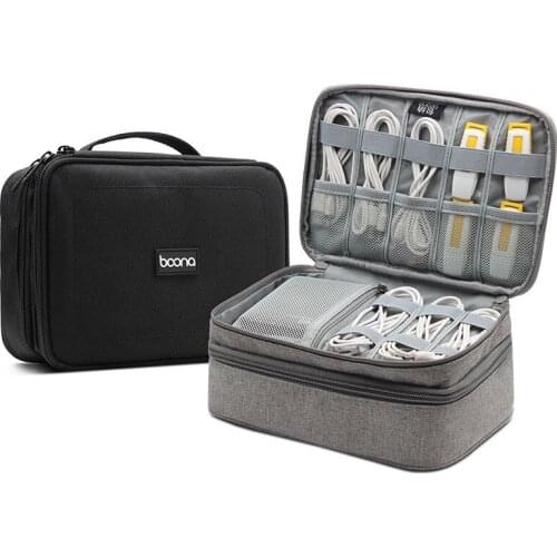 Multifunctional Electronic Accessories Thicken Cable Storage Bag Portable Case For iPad Mini,USB,Hard Drives, Cables, Charger