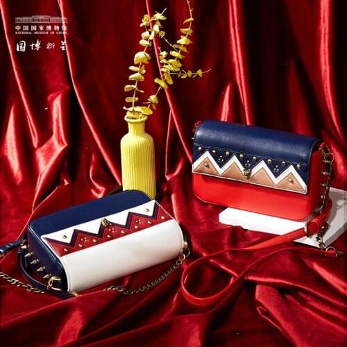 NMC - Fashionable patchwork punk crossbody ladies' bag with contrasting colors and patterns from the Shang and Zhou dynasties