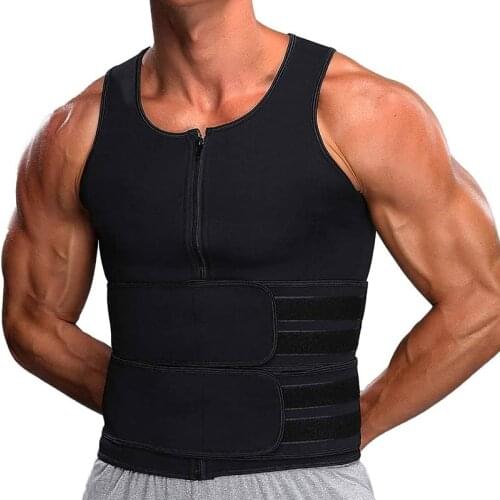 Neoprene Men Waist Trainer Tank Top Adjustable Double Belts Sport Body Shaper Sauna Vest Fat Burn Fitness Top Slimming Shapewear