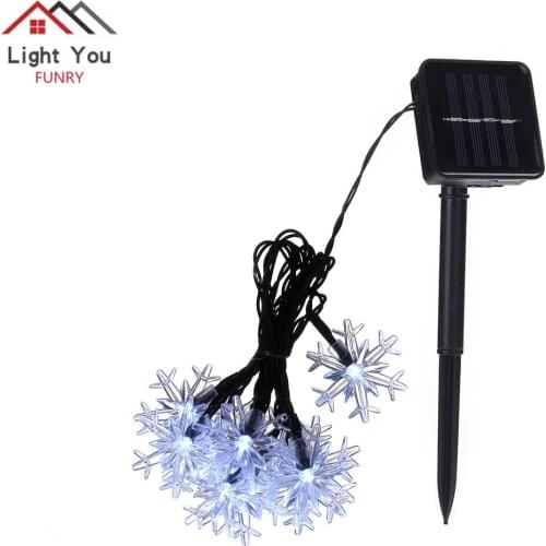New 20 LED Snowflake Solar Christmas Day Interior Light String Garden Starry Light String