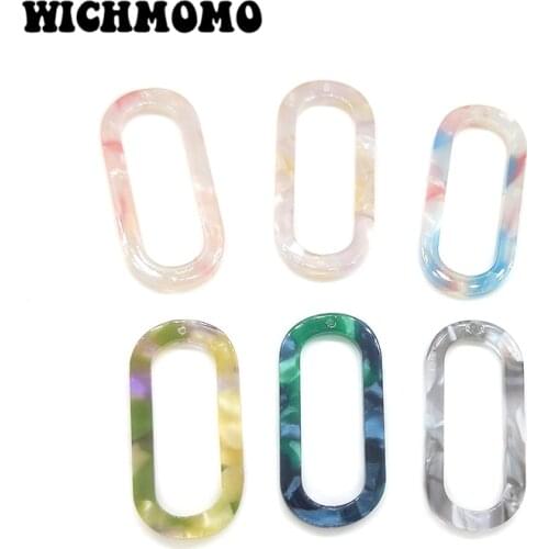 New 6 Pieces 30mm High Quality Rounded Rectangle Acetic Acid Resin Smooth Charms Connectors for DIY Earring Jewelry Accessories