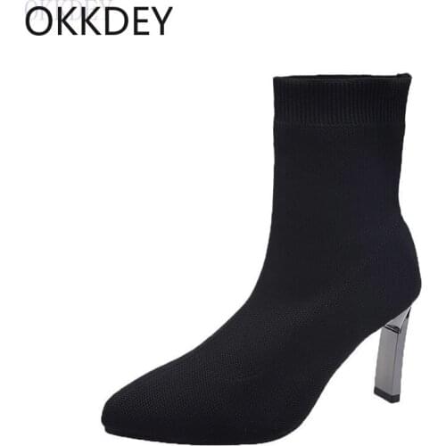 2020 New Autumn and Winter Feathered Elastic Sexy Fashion Womens Shoes with Boots and Boots