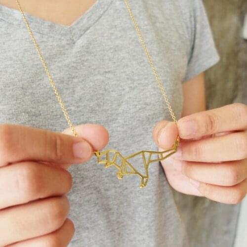 New Trendy Gold Silver Tyrannosaurus Origami Necklace Animal Pendant Hunger Games Necklace Women Best Friend