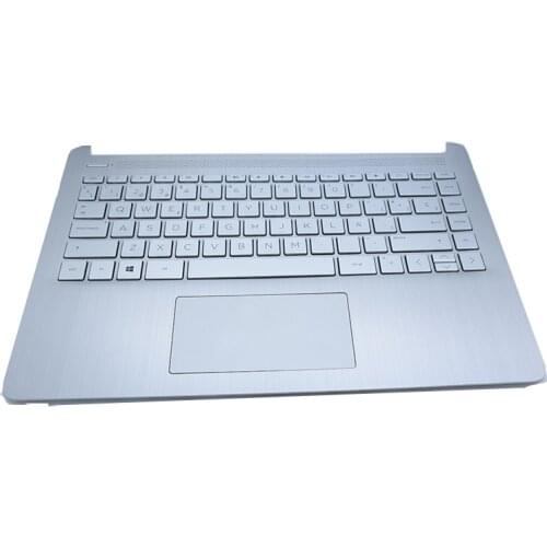 JIANGLUN Laptop Palmrest With Keyboard With Touchpad For HP 14-DQ TPN-Q221 Silver Color