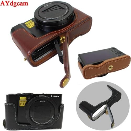 Genuine Leather Camera Bag Case For Panasonic LX10 LUMIX LX10 DMC-LX10 Camera video Half case Bottom Cover