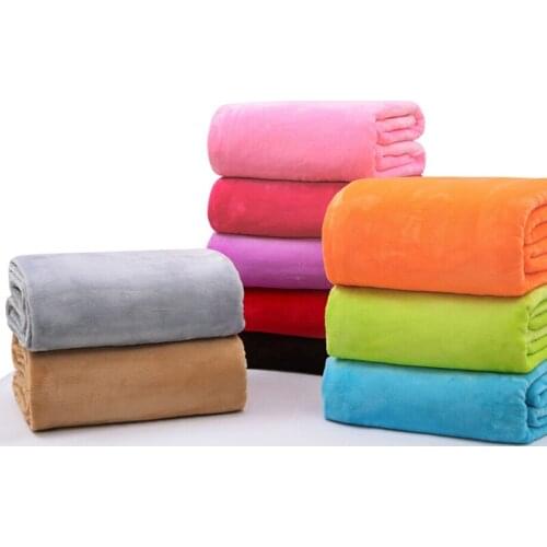 Super Soft Keep Warm Flannel Blanket Large Size Solid Color Home Sofa Bedding Office Car Blanket Home Textile