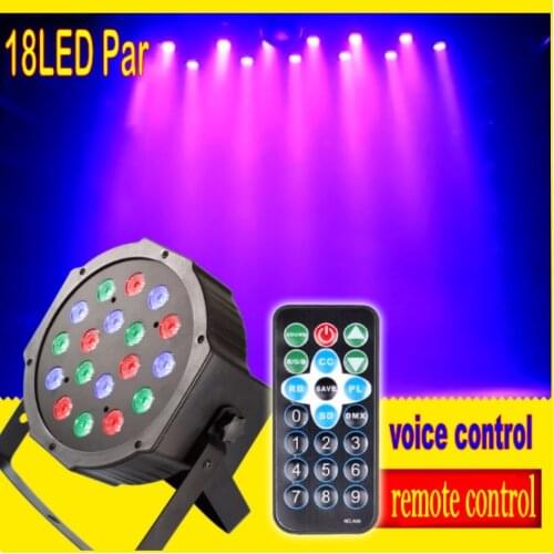 Tinhofire Remote Control 18W 18 LED Stage Light High Power RGB Par Light DMX512 Master Slave LED Flat DJ Controller Discos KTV